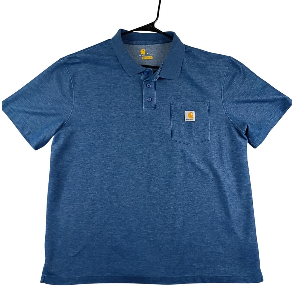 Carhartt Polo Shirt Mens XL Blue Short Sleeve Original Fit K570 Workwear